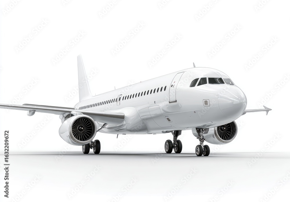 Obraz premium White passenger jet on white background