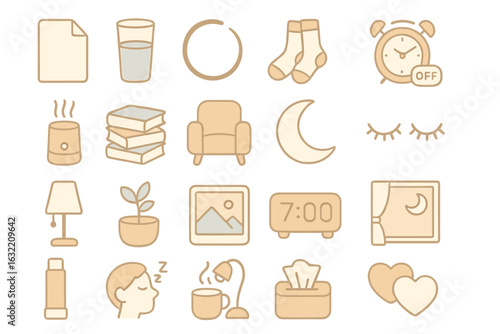 Cozy evening routine with calming elements for relaxation and self-care in a soothing palette