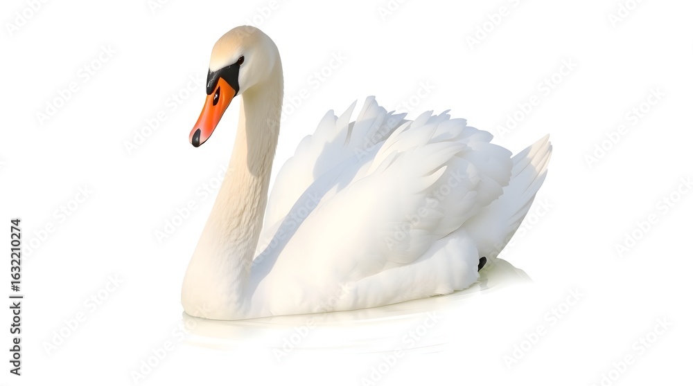 Obraz premium Peaceful Swan on Misty Morning Lake