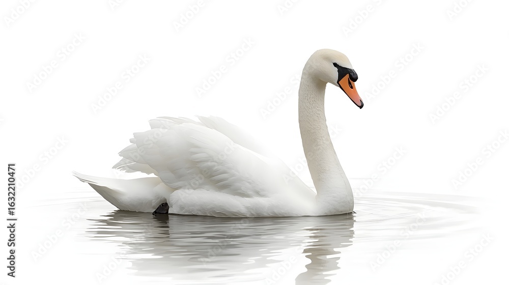 Fototapeta premium Peaceful Swan on Misty Morning Lake