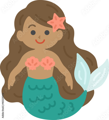 黒人の人魚のキャラクターのイラスト