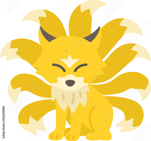 九尾の狐のキャラクターのイラスト
