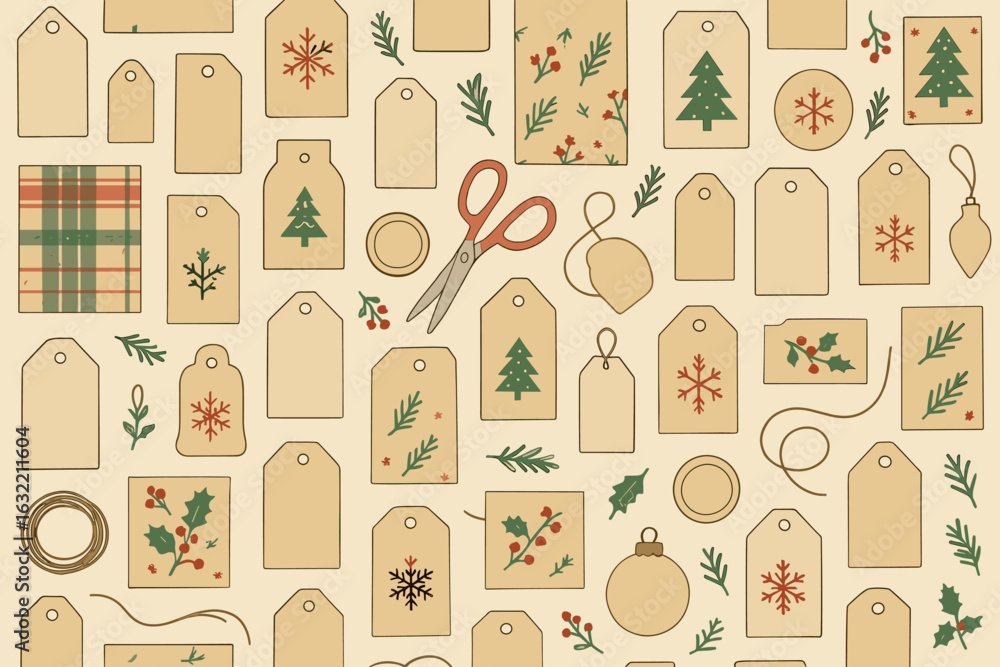 custom made wallpaper toronto digitalHoliday gift tags and crafting supplies arranged for seasonal festivities and DIY projects