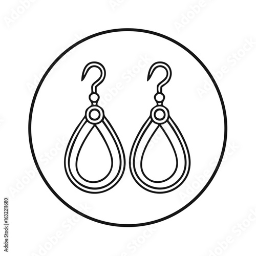 Pair of Teardrop Earrings with Hooks in Minimalist Line Art Style