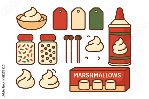 Delicious toppings and ingredients for a dessert bar featuring whipped cream, sprinkles, and marshmallows for a fun gathering