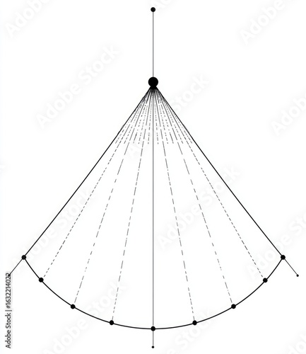 Geometric diagram of a cone, radiating lines from a central point