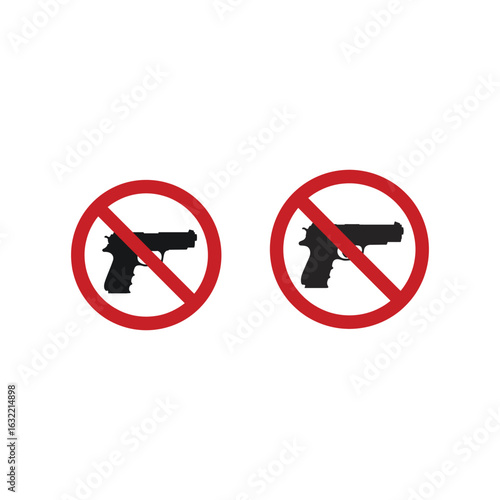 Two red circle and slash no gun signs