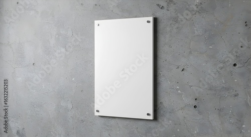Blank Vertical Clear Sign Mockup on Textured Grey Concrete Wall