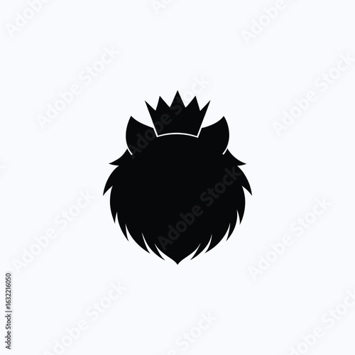 Black silhouette of a regal lion wearing a crown