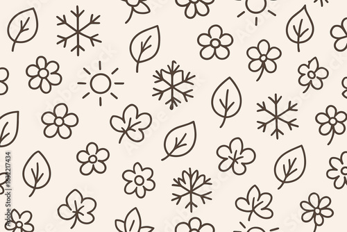 Floral and snowflake pattern on a light background showcasing nature's changing seasons