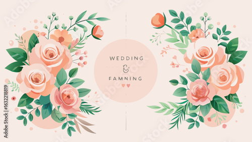 wedding invitation cards embellished with pink roses, reflecting a beautiful and inviting design for a special occasion..eps