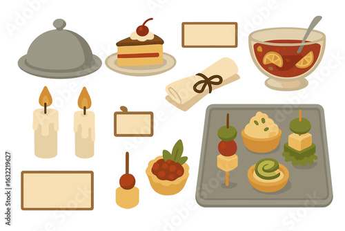Culinary delights displayed on a serving platter, featuring desserts, appetizers, and decorative elements for a festive gathering