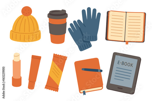 Cozy winter essentials for a relaxing day inside with a warm drink and good reading