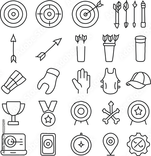 Archery equipment and targets with trophies and awards arrow quiver