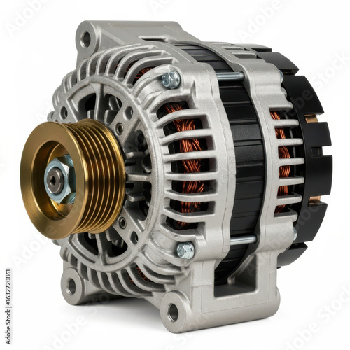 Automotive alternator isolated on white background