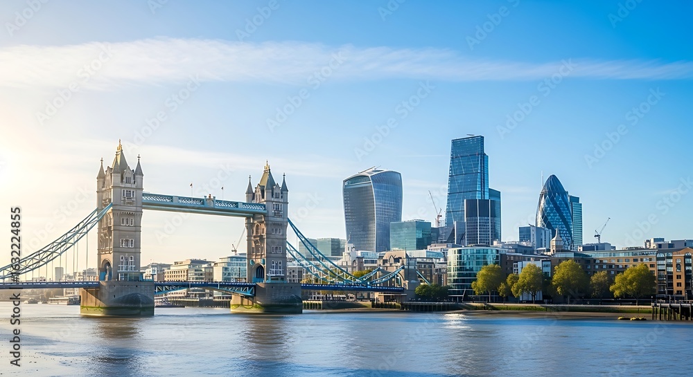 Fototapeta premium Iconic tower bridge and london skyline on a sunny day