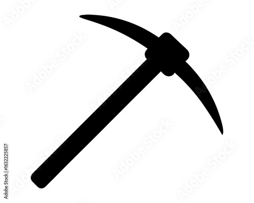 Black silhouette image of a pickaxe tool, a mining and construction equipment