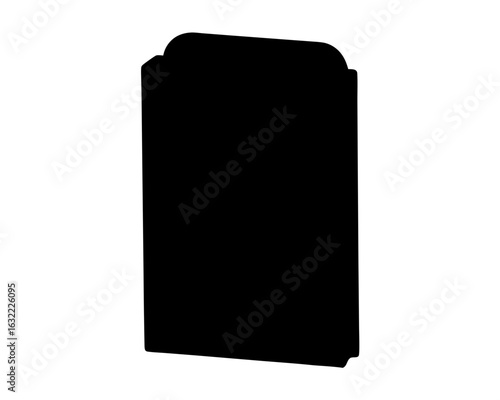 Isolated black silhouette of a tombstone with a decorative top edge