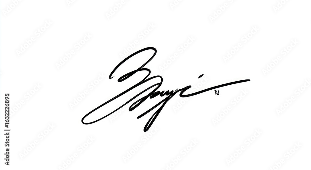 Obraz premium Handwritten signature, flowing script style