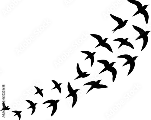Group Flying Bird Silhouette Element Vector , Bird Vector Silhouette