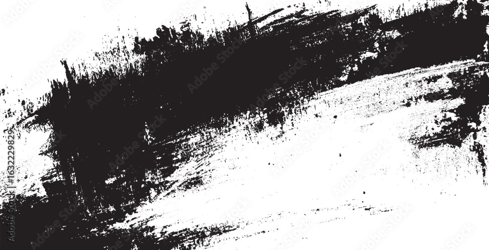 Obraz premium Rough ink brush stroke texture brush stroke on a transparent background, creating a textured, artistic design element with high contrast and a minimalist aesthetic