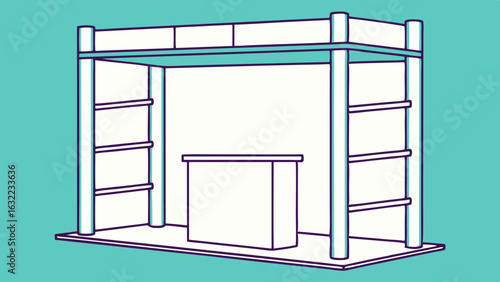 Vector illustration of a modern exhibition stand for trade shows and promotional events showcasing products