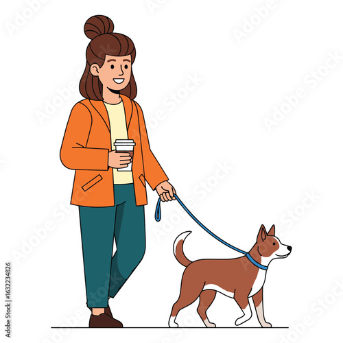 Dog walking with coffee break