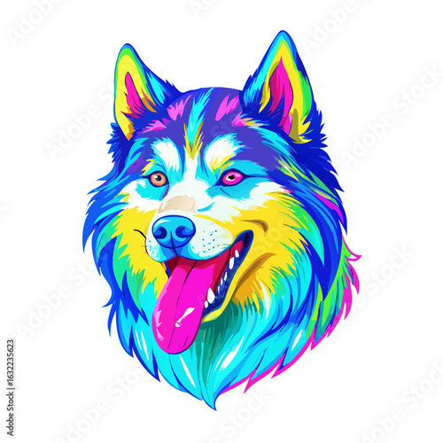 Colorful Husky Dog Art – Vibrant Abstract Pet Illustration – Psychedelic Wolf-Like Canine Portrait – Trippy Pop Art Decor – Bright Tongue-Out Design

 

