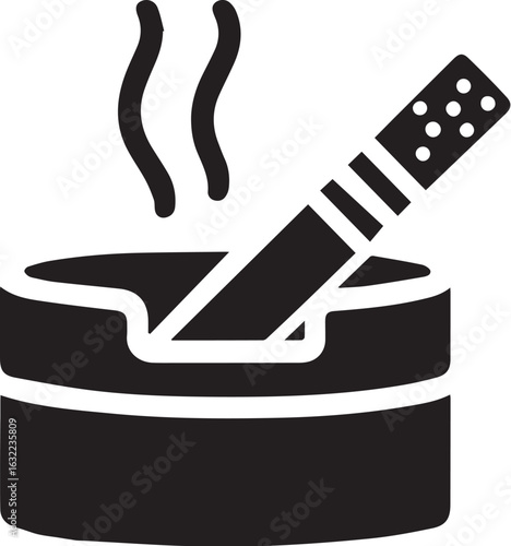 Smoking concept with cigarettes in ashtray and rising smoke