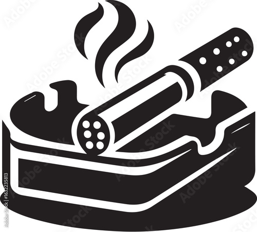 Smoking concept with cigarettes in ashtray and rising smoke