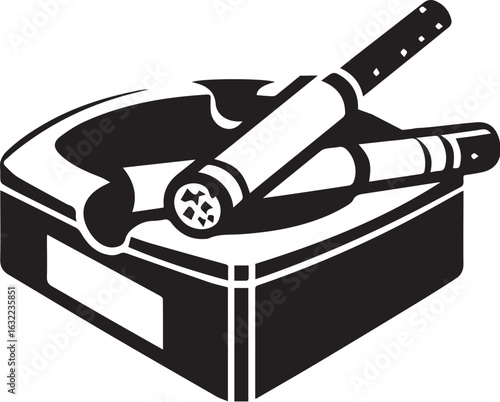 Smoking concept with cigarettes in ashtray and rising smoke