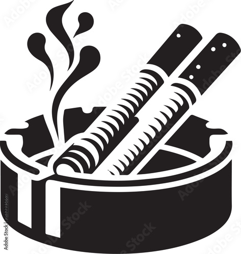Smoking concept with cigarettes in ashtray and rising smoke