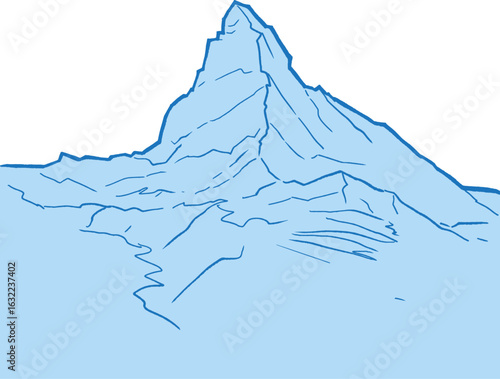 Matterhorn Mountain in Switzerland,  vector silhouette