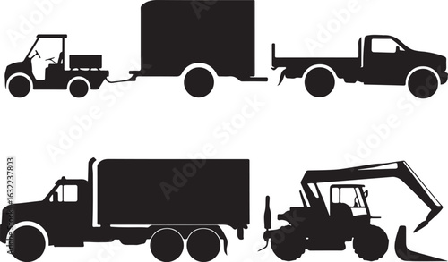 set of trucks silhouettes