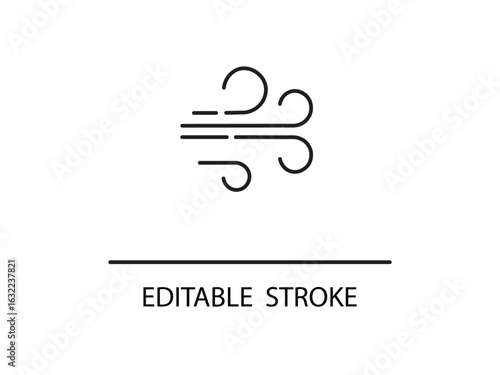Dynamic wind icon with flowing curves representing breezy weather, perfect for weather apps and forecasts.