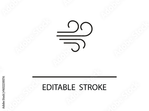 Dynamic wind icon with flowing curves representing breezy weather, perfect for weather apps and forecasts.