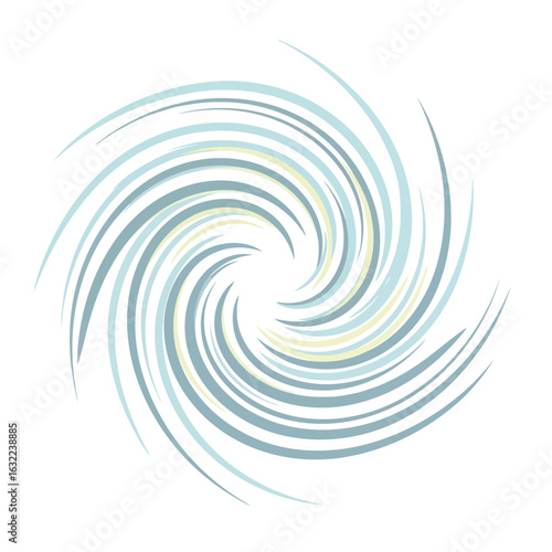 Vector art of abstract swirling light blue and yellow lines isolated on white background