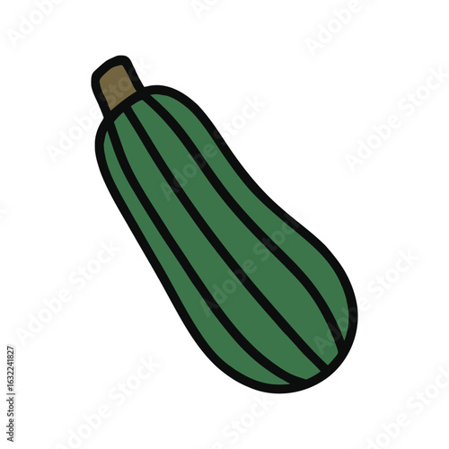 Vector illustration of a green zucchini vegetable.