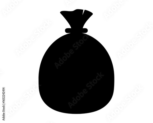 Silhouette of a tied sack filled with something heavy and unidentified