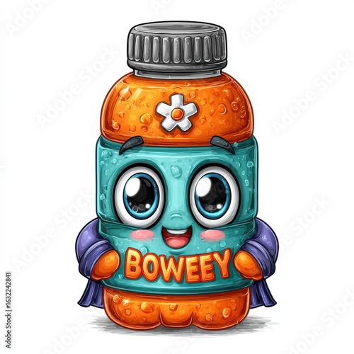 Cheerful Orange Juice Bottle Pixel Art Character in Cape