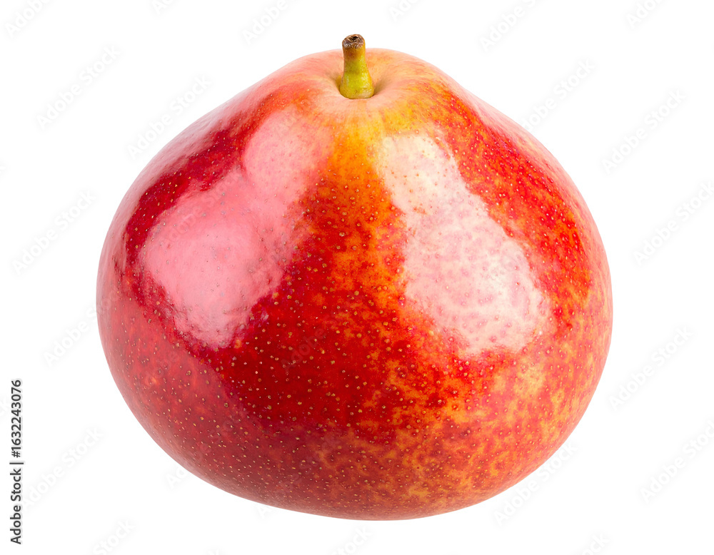 Obraz premium Top-Down Macro Shot of Crimson Red Pear with Textured Skin, Transparent Background.