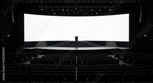 Empty Auditorium Stage with Curved Screen