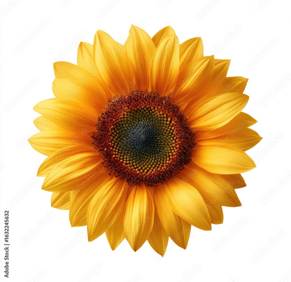 Fototapeta premium Full sunflower, vibrant yellow, detailed petals