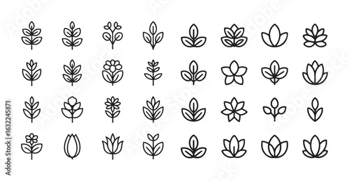 Black leafs, environment, and nature eco sign. Plant outline icon. Vector eps 10