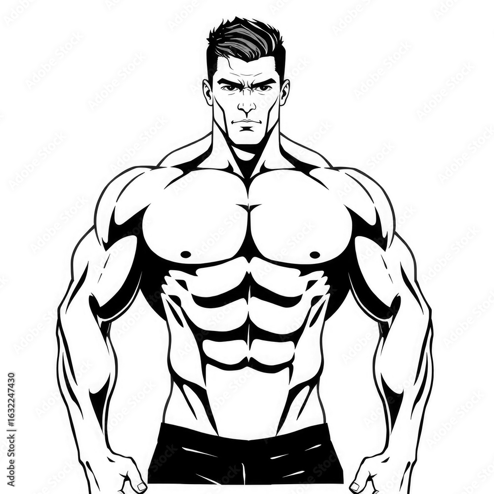 Fototapeta premium muscular male torso with transparent background PNG and JPEG image 