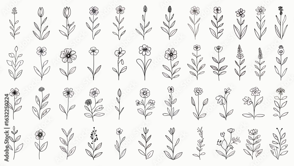 Naklejka premium set of flowers silhouettes