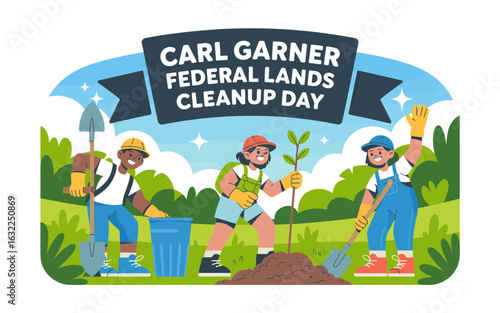 People planting trees and cleaning up nature vector