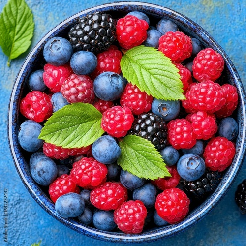 Wallpaper Mural Closeup of Fresh Berries in a Blue Bowl Torontodigital.ca