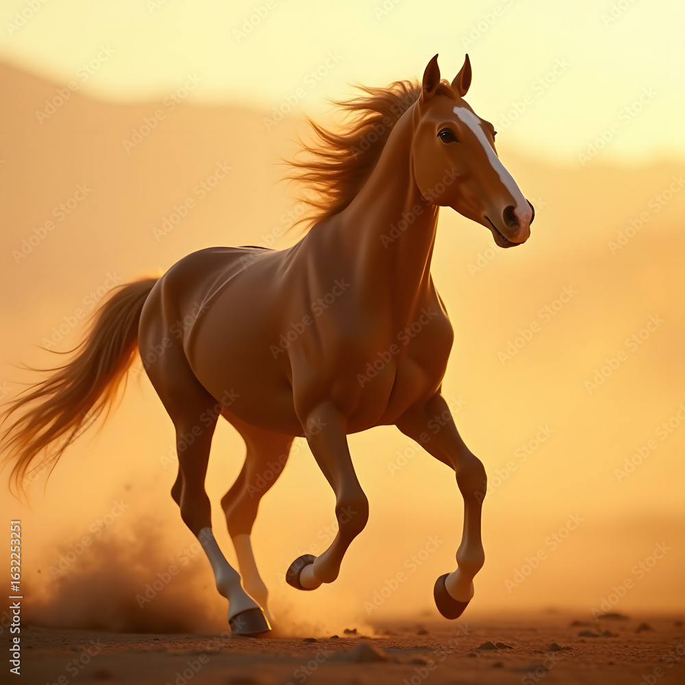 Obraz premium Wild Mustang Running Through Desert