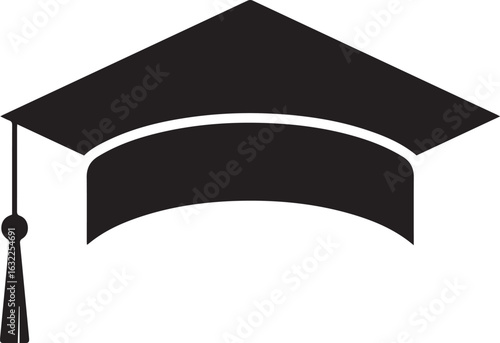graduation cap and diploma symbol with tassel. vector illustration on white background.
